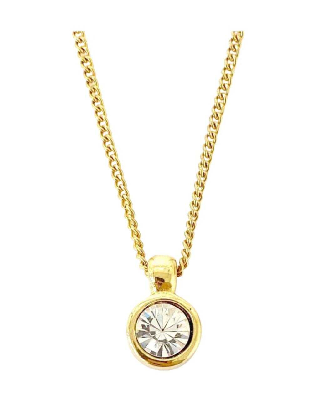 DIOR Gold Tone Crystal Pendant Necklace Luxury Designer Jewelry